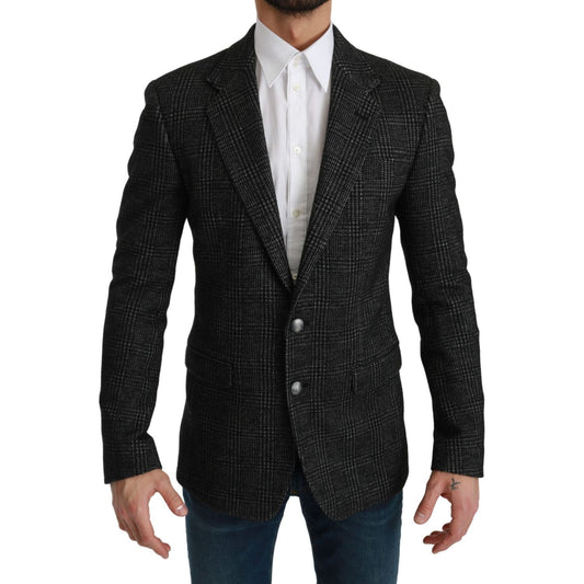 Dolce & Gabbana Elegant Gray Plaid Slim Fit Blazer gray-plaid-check-slim-fit-jacket-blazer IMG_0970-scaled-4e615e9e-f0b.jpg