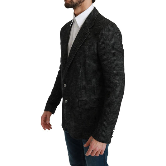 Dolce & Gabbana Elegant Gray Plaid Slim Fit Blazer gray-plaid-check-slim-fit-jacket-blazer IMG_0971-scaled-134062df-ada.jpg