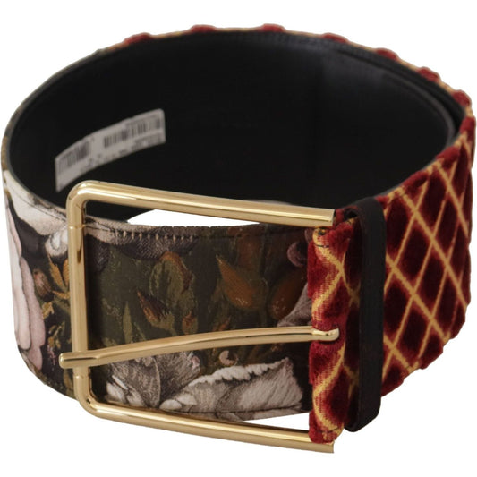 Dolce & Gabbana Engraved Logo Multicolor Leather Belt multicolor-wide-leather-floral-gold-metal-buckle-belt