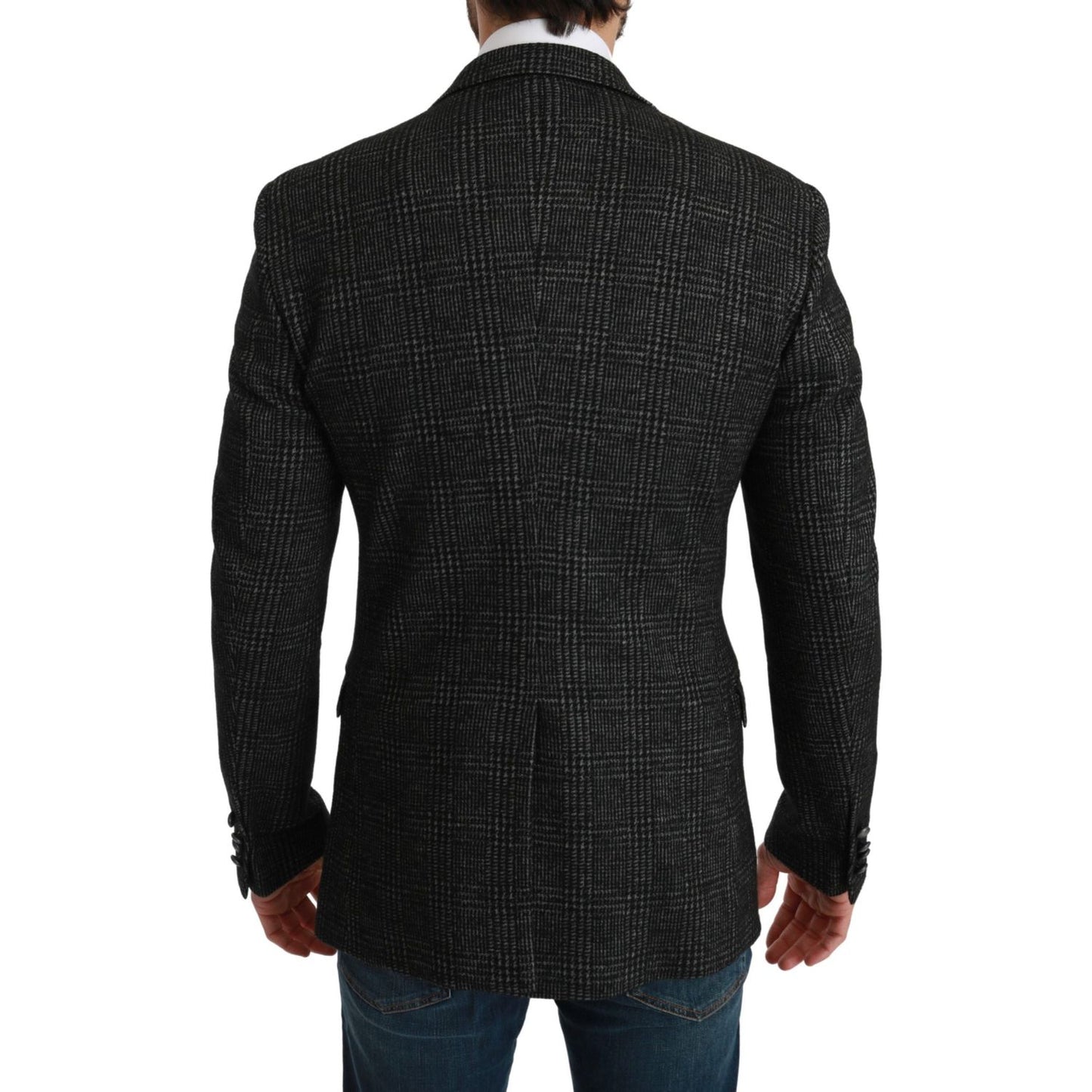 Dolce & Gabbana Elegant Gray Plaid Slim Fit Blazer gray-plaid-check-slim-fit-jacket-blazer