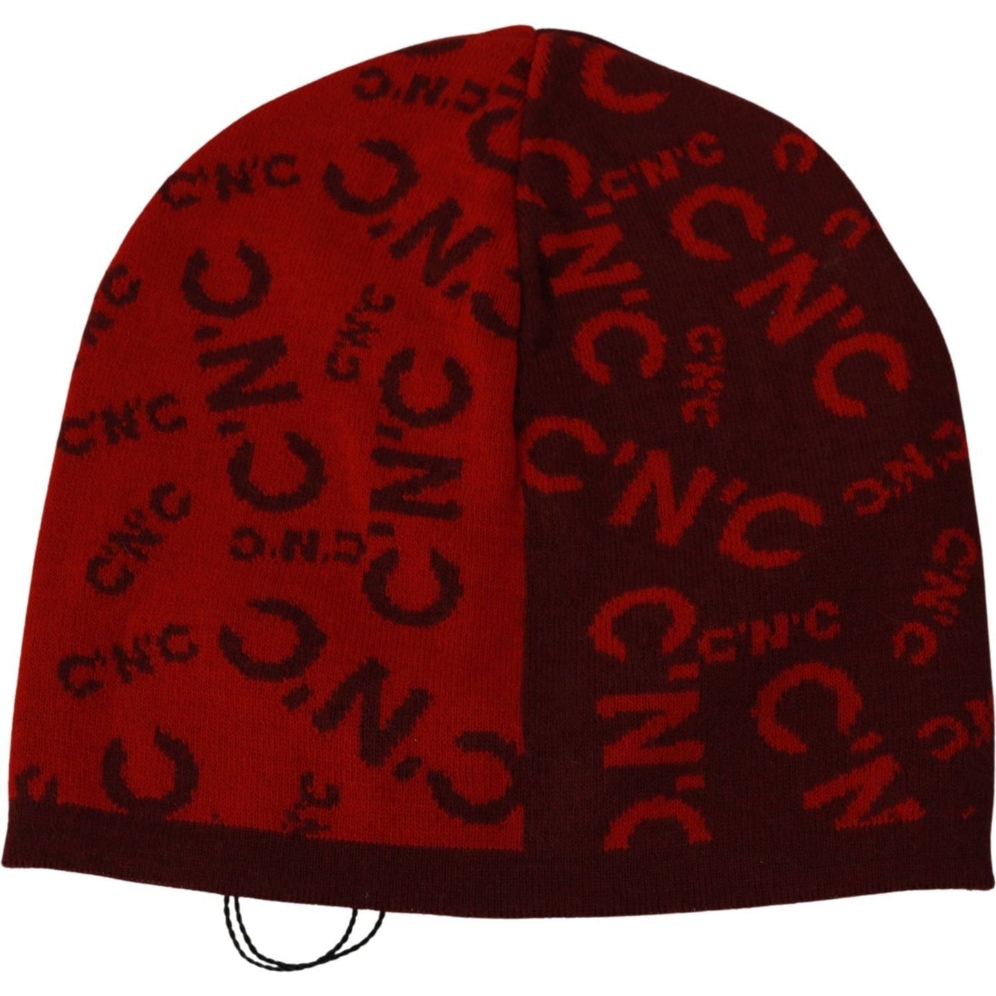 Costume National Chic Red Beanie Wool Blend Beanie Hat red-wool-blend-branded-beanie-hat