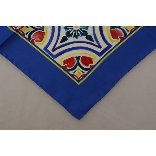 Dolce & Gabbana Elegant Silk Majolica Square Scarf multicolor-majolica-print-square-handkerchief-scarf