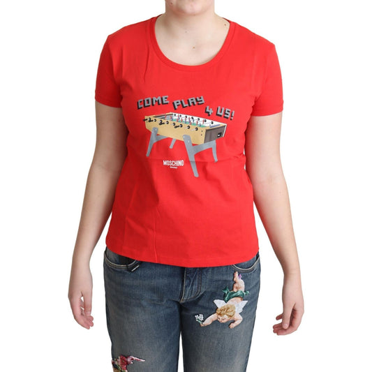 Moschino Chic Red Cotton Tee with Playful Print red-cotton-come-play-4-us-print-tops-blouse-t-shirt IMG_0998-1-scaled-e016242e-37d.jpg