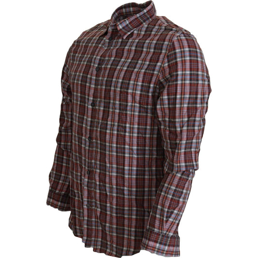 GF Ferre Multicolor Cotton Casual Men's Shirt multicolor-checkered-cotton-long-sleeves-casual-shirt