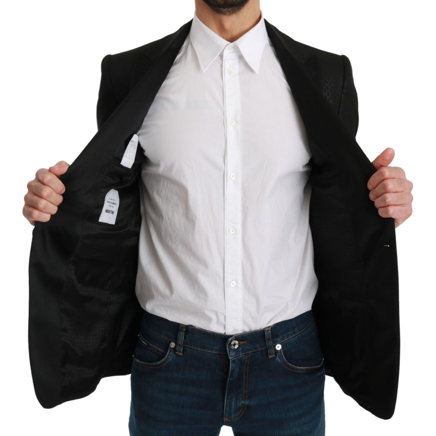 Dolce & Gabbana Slim Fit Martini Black Blazer Jacket Suit black-slim-fit-jacket-martini-blazer IMG_1018-a698a9a8-26c.jpg