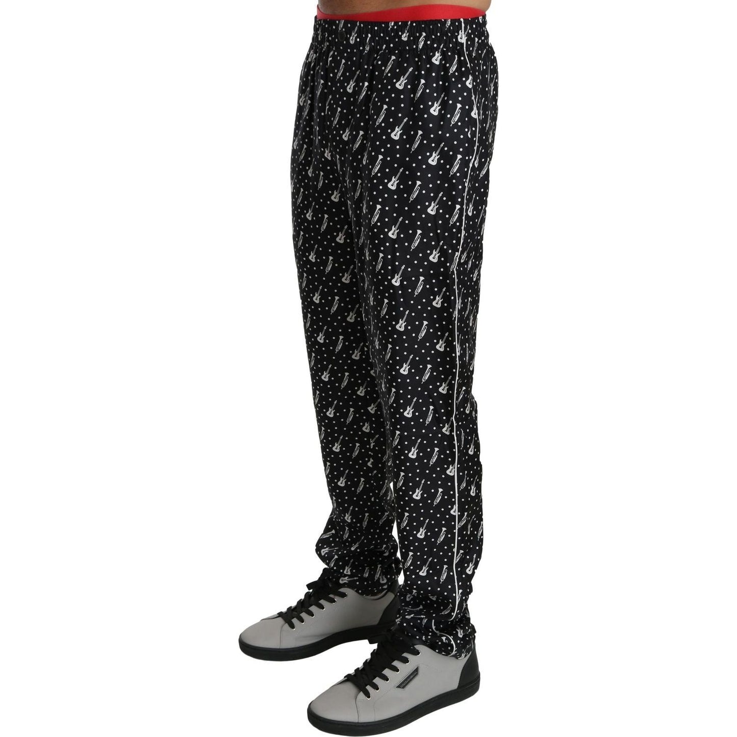 Dolce & Gabbana Elegant Black Musical Instrument Print Silk Pants silk-black-musical-instrument-trouser-pants IMG_1022-1-scaled-0dae301b-ba2.jpg