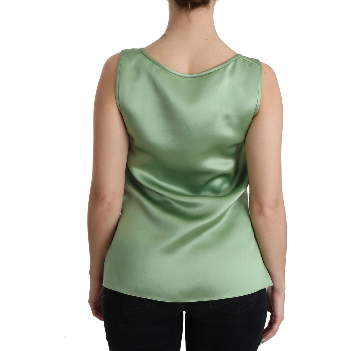 Dolce & Gabbana Elegant Silk Sleeveless Top in Light Mint Green green-sleeveless-100-silk-top-tank-blouse