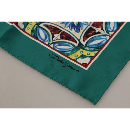 Dolce & Gabbana Elegant Silk Square Men's Scarf majolica-patterned-square-handkerchief-scarf-silk-1