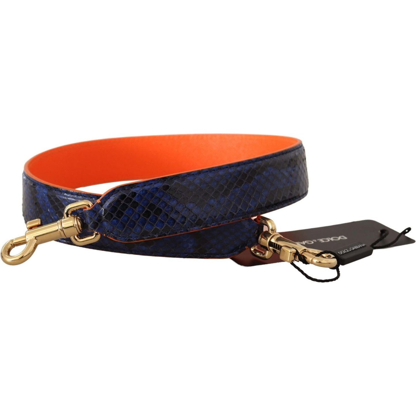 Dolce & Gabbana Exotic Snakeskin Shoulder Strap in Purple Hue blue-orange-python-leather-accessory-shoulder-strap