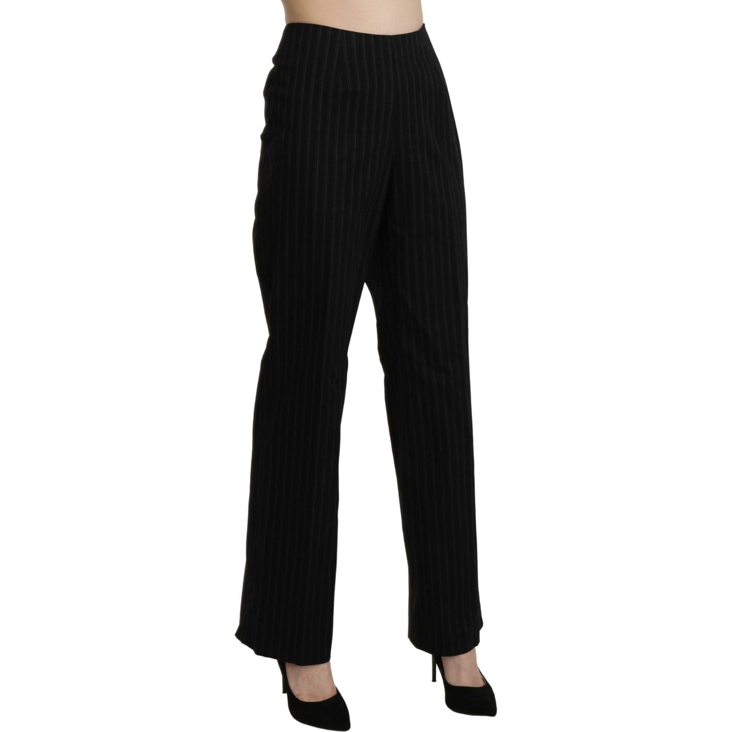 BENCIVENGA Elegant High Waist Black Pants Jeans & Pants black-high-waist-straight-dress-trouser-pants-1