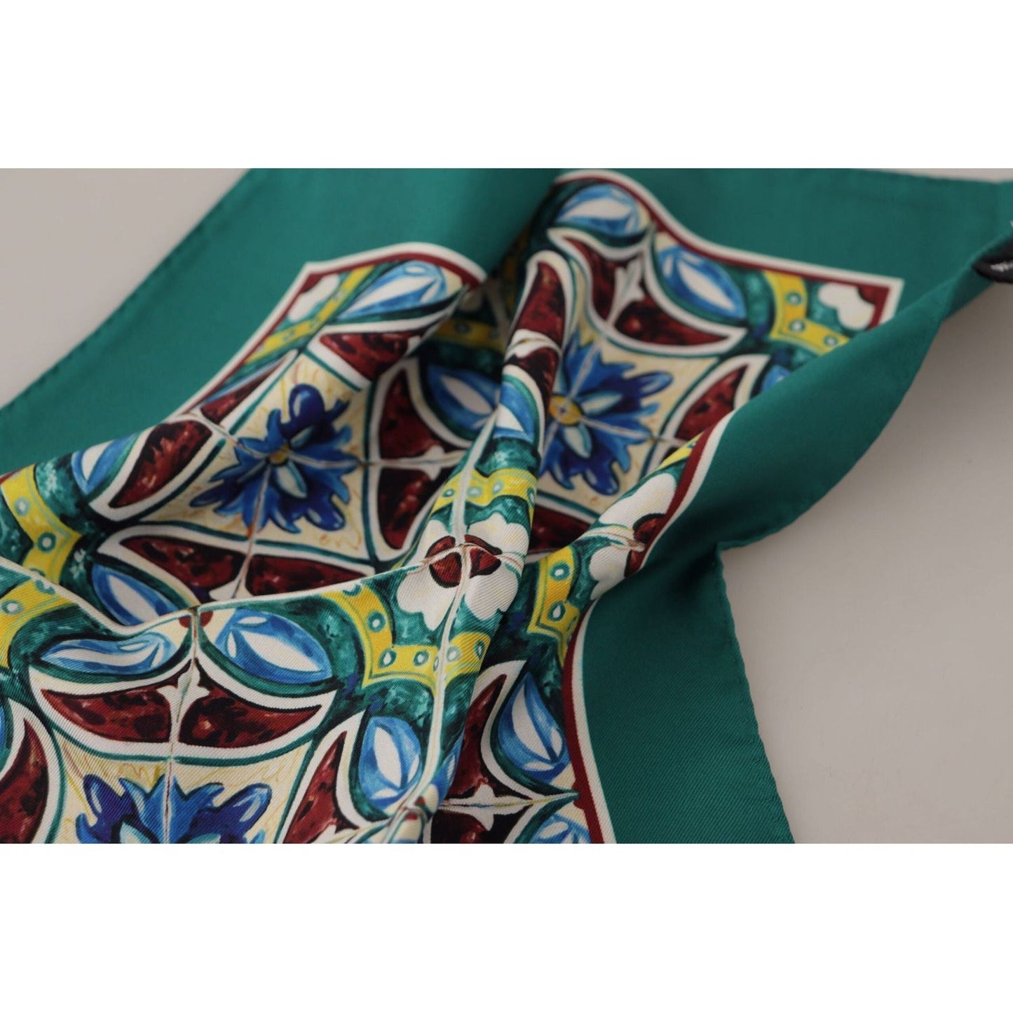 Dolce & Gabbana Elegant Silk Square Men's Scarf majolica-patterned-square-handkerchief-scarf-silk-1