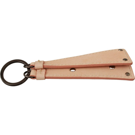 John Galliano Elegant Beige Designer Keychain Accessory metal-steel-leather-beige-ring-branded-logo-keyring-keychain Keychain IMG_1036-scaled-019d8e5e-0f0.jpg