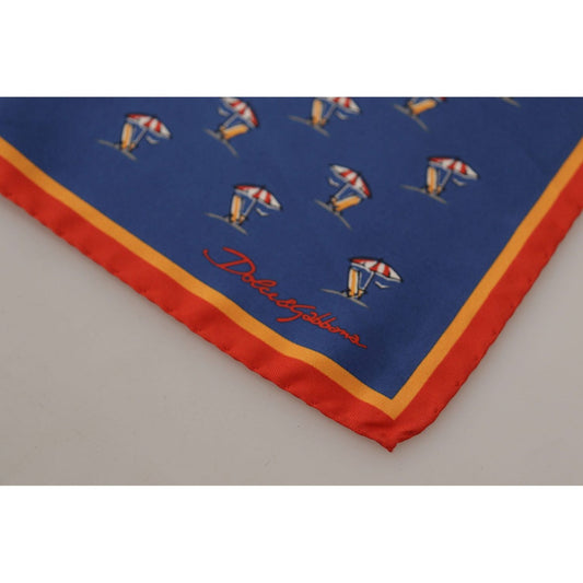 Dolce & Gabbana Elegant Silk Men's Square Scarf blue-printed-square-mens-handkerchief-100-silk-scarf