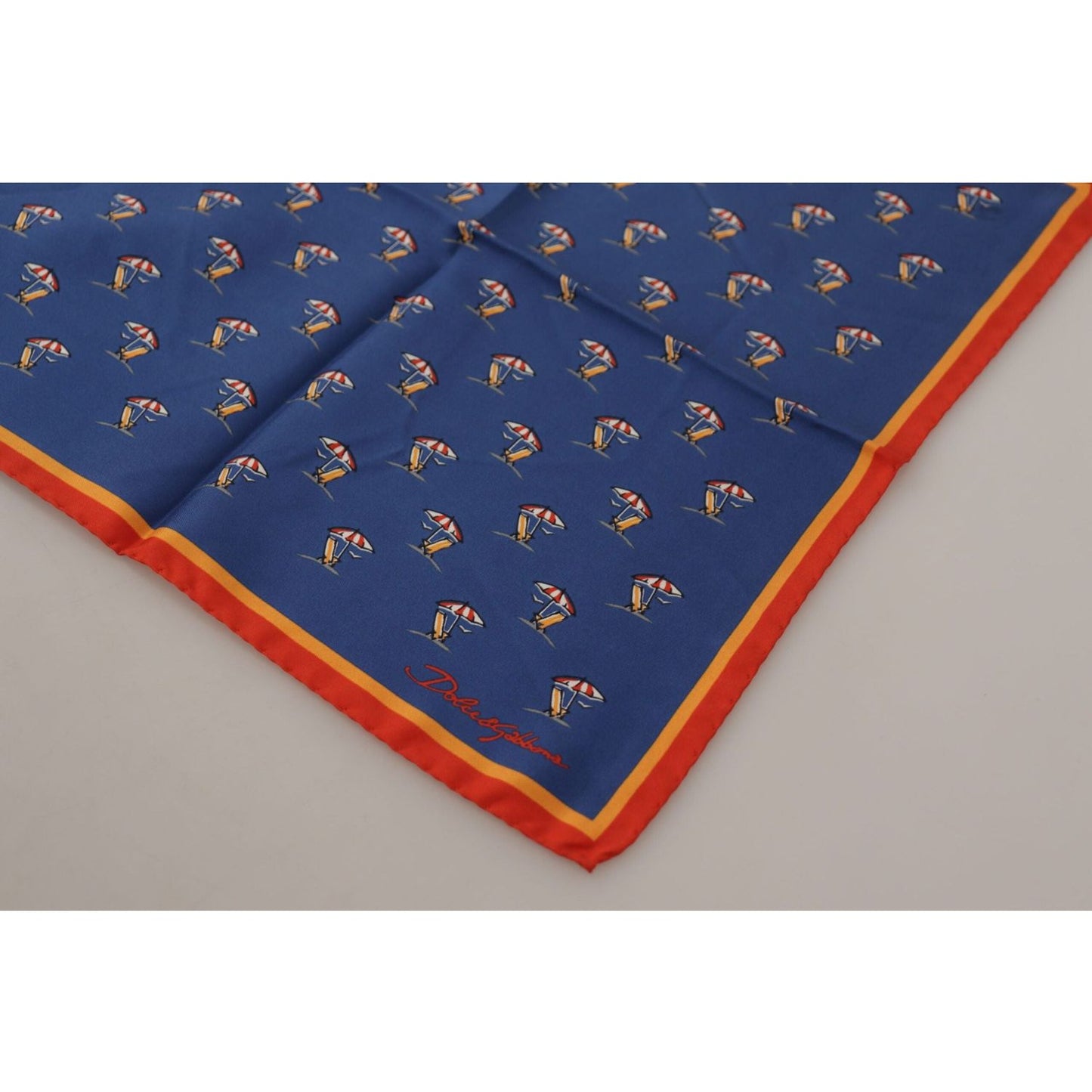 Dolce & Gabbana Elegant Silk Men's Square Scarf blue-printed-square-mens-handkerchief-100-silk-scarf