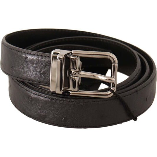 Dolce & Gabbana Elegant Black Leather Belt with Silver Buckle MAN BELTS black-exotic-leather-silver-buckle-belt