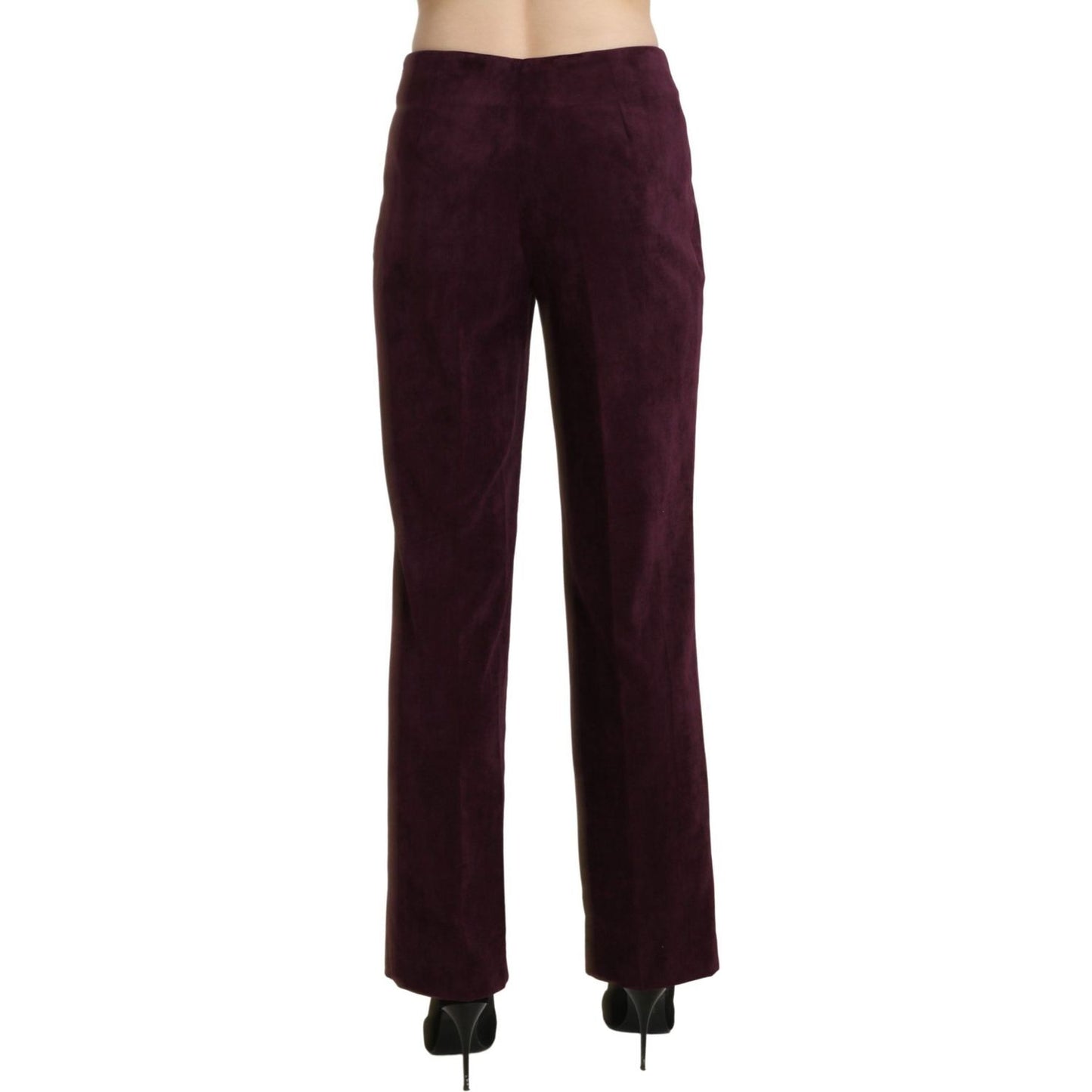 BENCIVENGA Elegant High Waist Straight Purple Pants purple-suede-high-waist-straight-trouser-pants