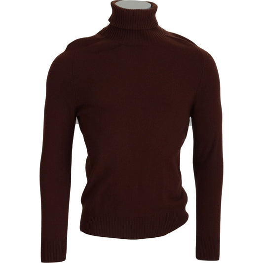 Paolo Pecora Milano Elegant Burgundy Wool Turtleneck Sweater bordeaux-wool-turtleneck-pullover-sweater
