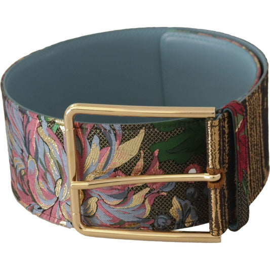 Dolce & Gabbana Multicolor Leather Logo Buckle Belt multicolor-leather-floral-embroid-logo-buckle-belt