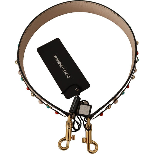 Dolce & Gabbana Elegant Beige Leather Shoulder Bag Strap Handbag Strap beige-red-handbag-accessory-leather-shoulder-strap