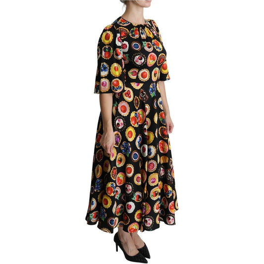 Dolce & Gabbana Chic Multicolor Maxi Desserts Print Dress multicolor-desserts-a-line-maxi-silk-pie-dress