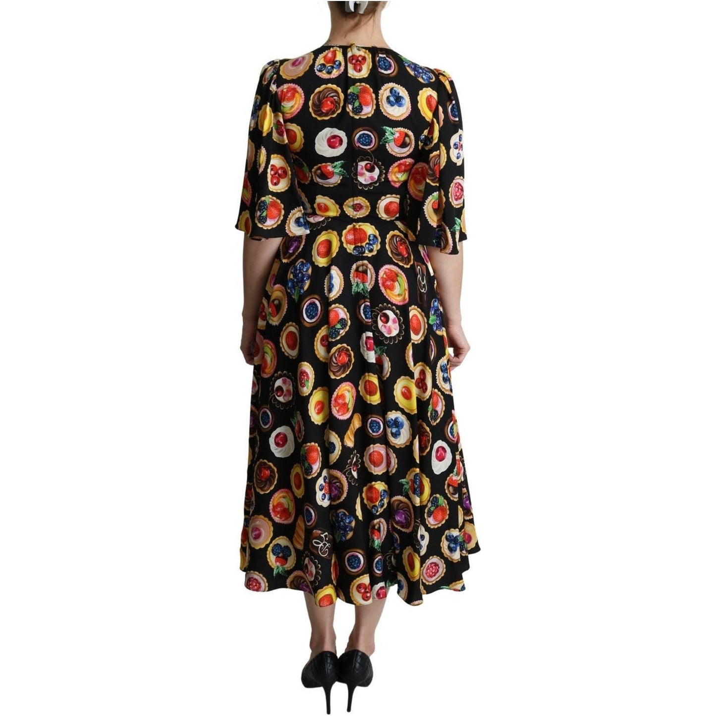 Dolce & Gabbana Chic Multicolor Maxi Desserts Print Dress multicolor-desserts-a-line-maxi-silk-pie-dress