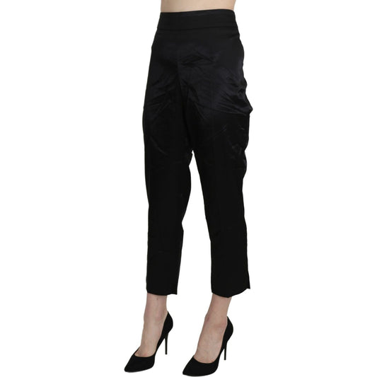BENCIVENGA Elegant High Waist Cropped Pants Jeans & Pants black-high-waist-straight-cropped-dress-trouser-pants