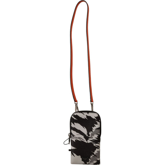 Dolce & Gabbana Elegant Leather Phone Pocket Neck Strap gray-leather-cross-body-neck-strap-card-pocket-wallet