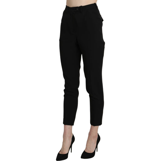 BENCIVENGA Chic High Waist Skinny Cropped Trousers Jeans & Pants black-high-waist-skinny-cropped-dress-trouser-pant