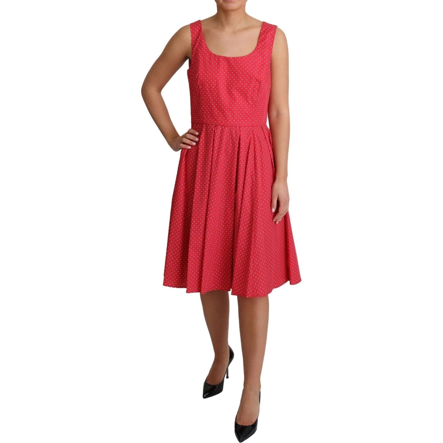 Dolce & Gabbana Polka-Dot Sleeveless A-Line Dress red-polka-dotted-cotton-a-line-dress