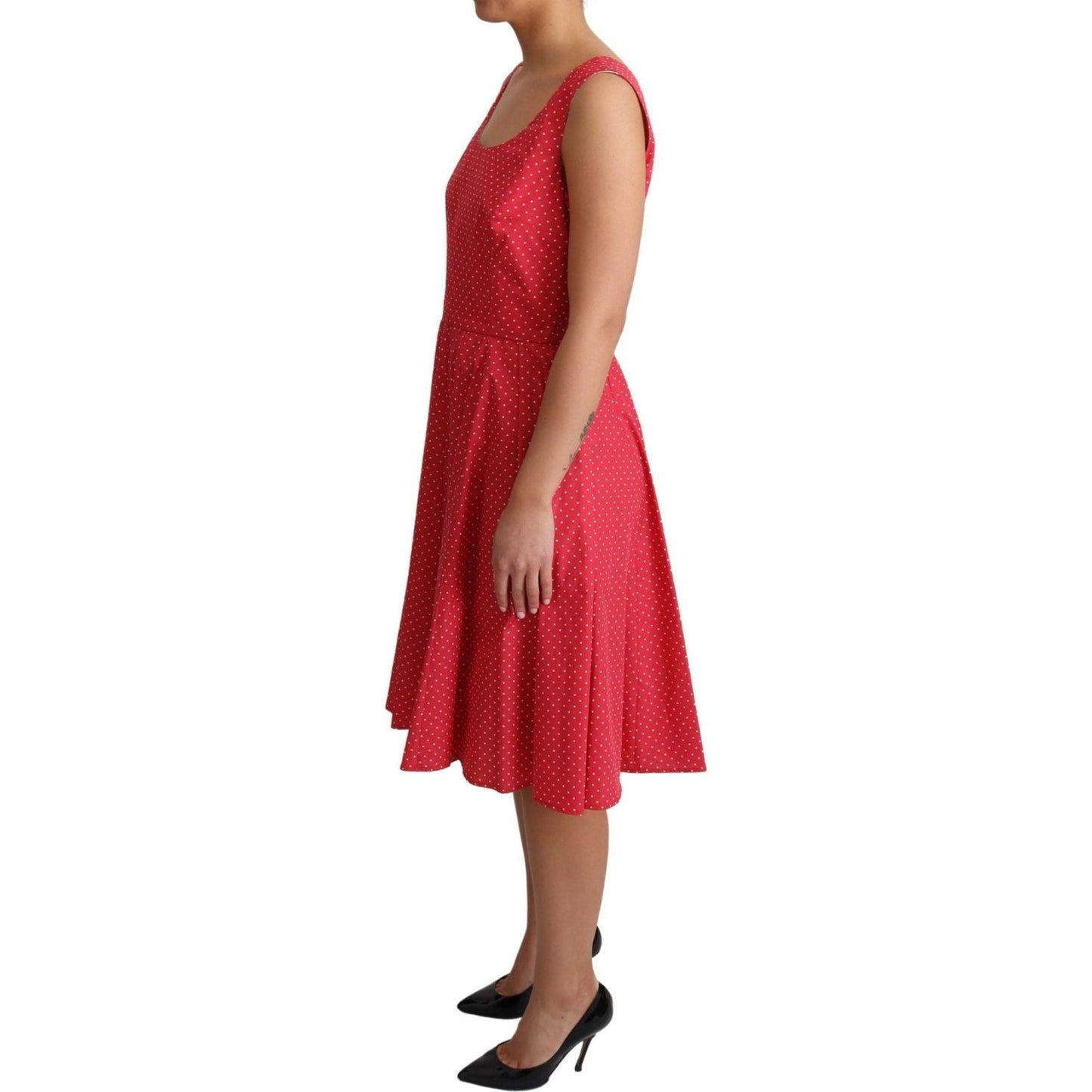 Dolce & Gabbana Polka-Dot Sleeveless A-Line Dress red-polka-dotted-cotton-a-line-dress