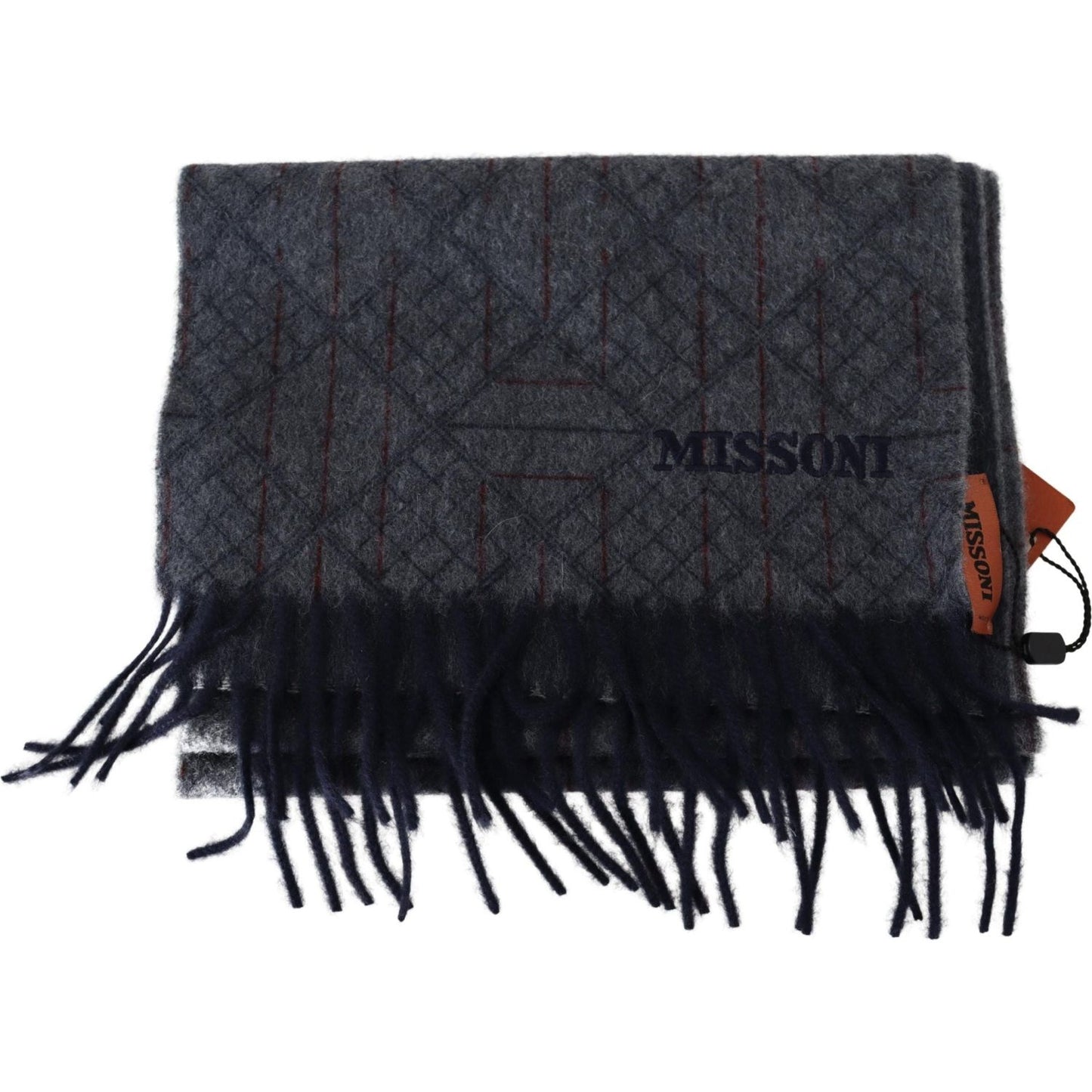 Missoni Elegant Striped Wool Scarf black-gray-striped-wool-unisex-neck-wrap-scarf