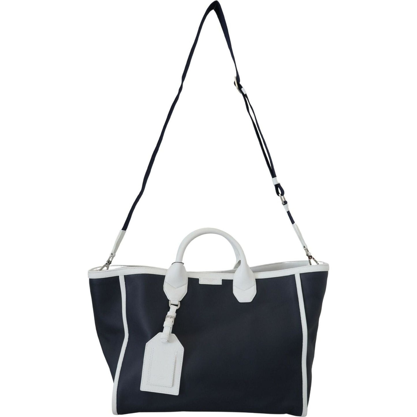 Dolce & Gabbana Elegant Two-Tone Leather Shopper Tote white-blue-leather-shopping-tote-bag