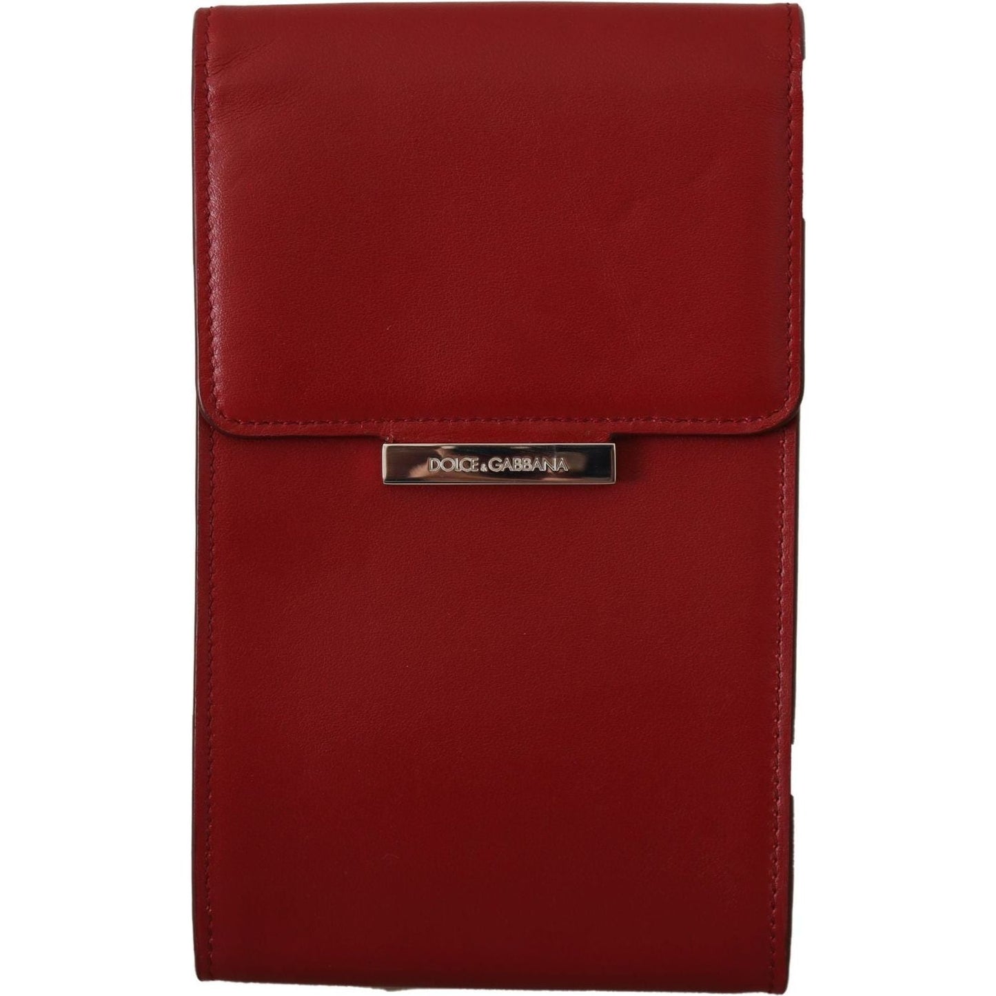 Dolce & Gabbana Red Leather Universal Phone Pocket Case red-leather-wallet-keyring-pouch-slot-pocket-wallet