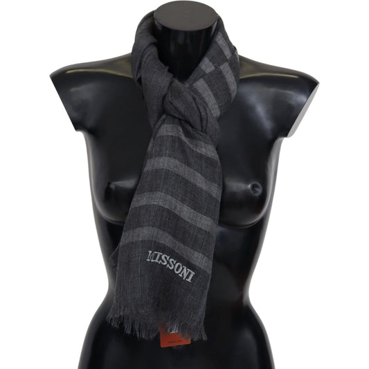 Missoni Elegant Unisex Wool Scarf with Logo Embroidery gray-striped-wool-unisex-neck-wrap-fringes-scarf-1 IMG_1120-scaled-48cbbb4b-677.jpg