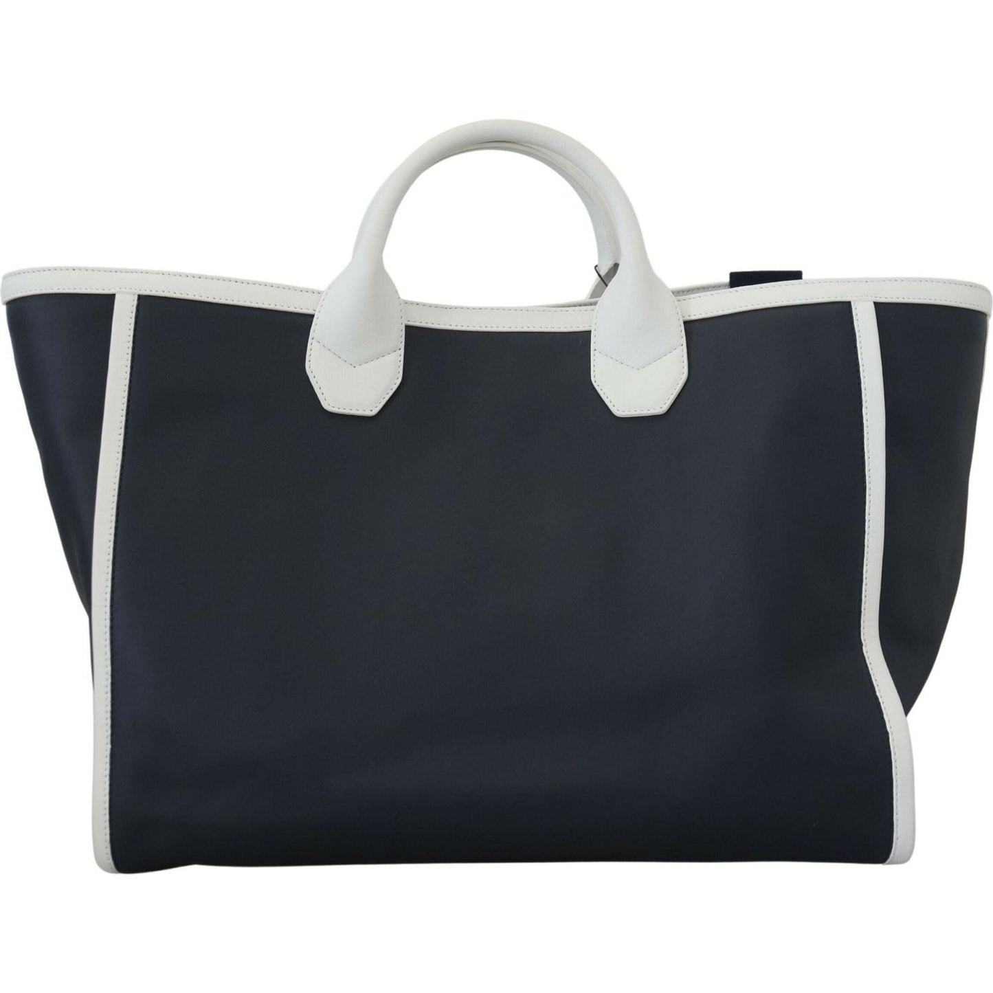 Dolce & Gabbana Elegant Two-Tone Leather Shopper Tote white-blue-leather-shopping-tote-bag