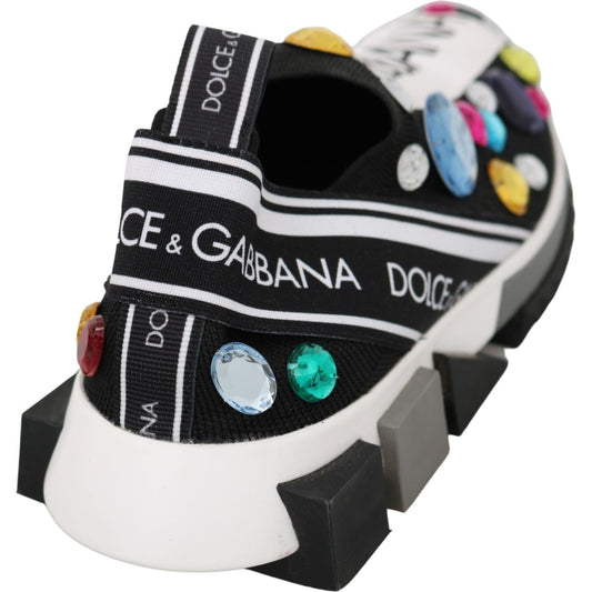 Dolce & GabbanaBlack Crystal-Embellished Low Top SneakersMcRichard Designer Brands£619.00