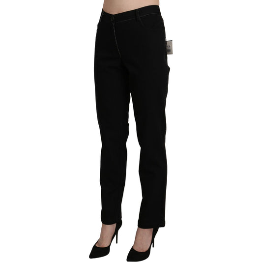BENCIVENGA Elegant High Waist Straight Black Trousers Jeans & Pants black-high-waist-straight-casual-trouser-pant