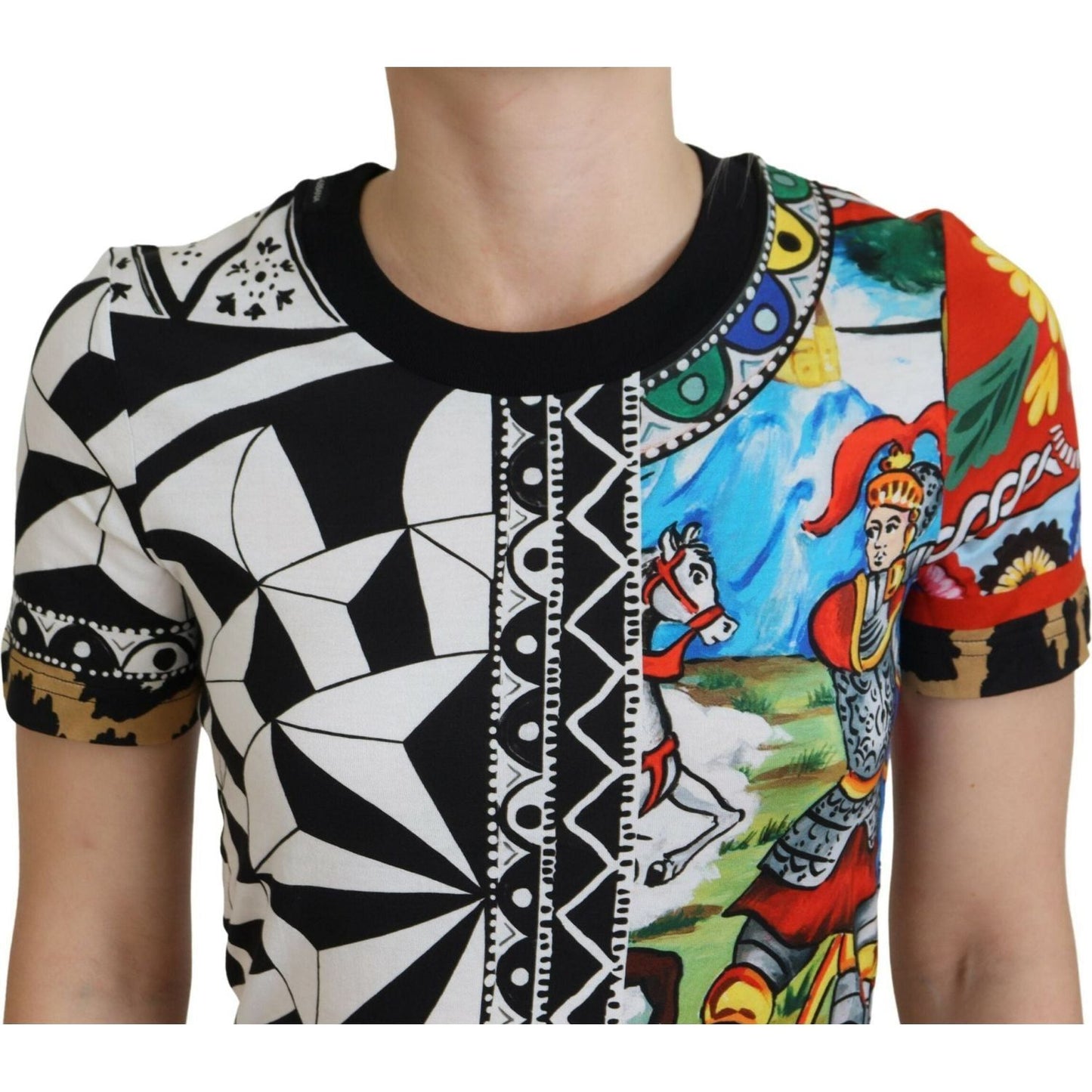 Dolce & Gabbana Elegant Multicolor Cotton Casual Tee multicolor-printed-women-exclusive-shirt-top