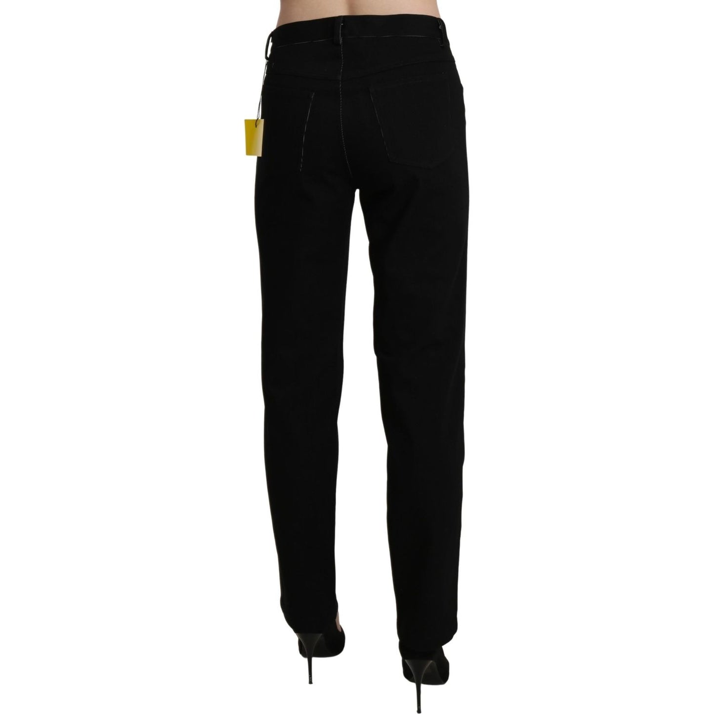 BENCIVENGA Elegant High Waist Straight Black Trousers Jeans & Pants black-high-waist-straight-casual-trouser-pant