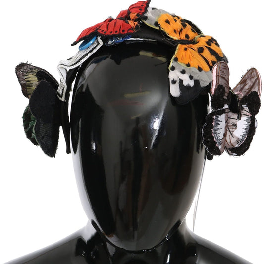 Dolce & Gabbana Elegant Floral Silk Headband Diadem Diadem tiara-floral-butterfly-sequin-diadem-headband