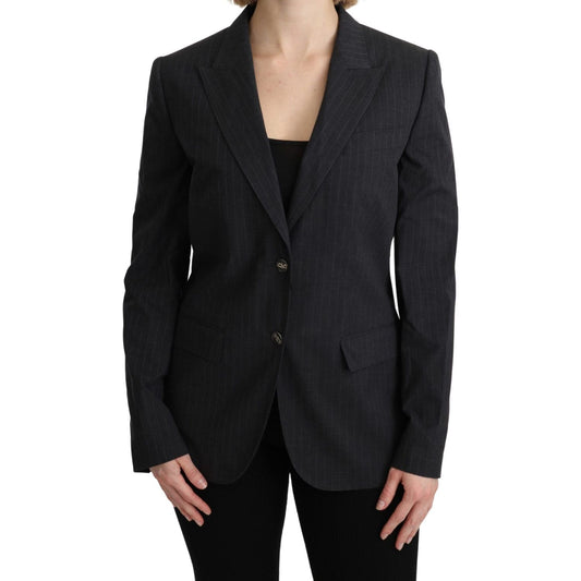 Dolce & Gabbana Elegant Gray Striped Cotton Blazer Coats & Jackets gray-single-breasted-blazer-cotton-jacket IMG_1211-scaled-1ebbe967-e6a.jpg