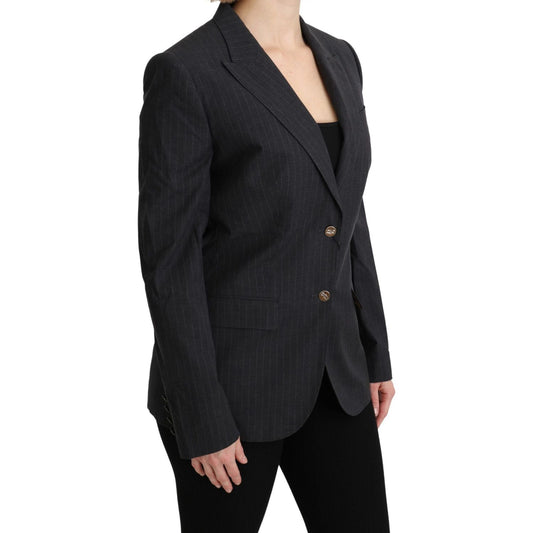 Dolce & Gabbana Elegant Gray Striped Cotton Blazer Coats & Jackets gray-single-breasted-blazer-cotton-jacket IMG_1212-scaled-2904a1d5-042.jpg