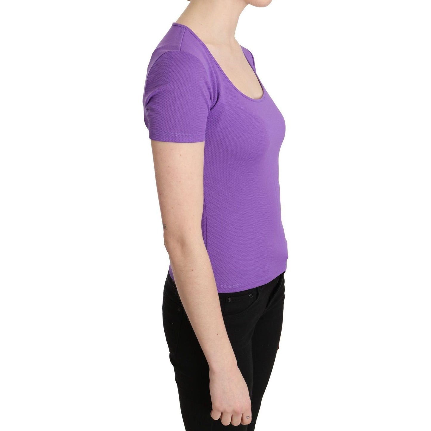 GF Ferre Chic Purple Casual Top for Everyday Elegance purple-100-polyester-short-sleeve-top-blouse
