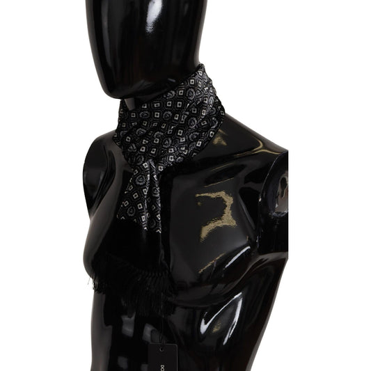 Dolce & GabbanaElegant Black Geometric Silk Blend ScarfMcRichard Designer Brands£209.00