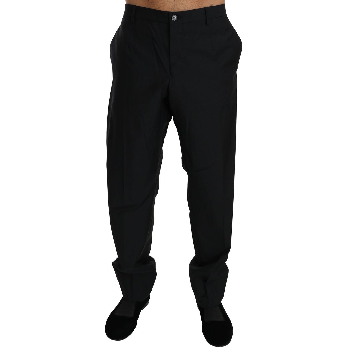Dolce & Gabbana Elegant Black Virgin Wool Dress Pants Jeans & Pants black-dress-formal-trouser-men-wool-pants IMG_1228-scaled-bc444988-82c.jpg