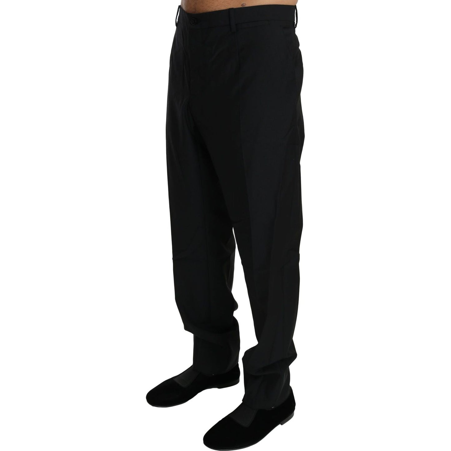 Dolce & Gabbana Elegant Black Virgin Wool Dress Pants black-dress-formal-trouser-men-wool-pants Jeans & Pants IMG_1229-1-scaled-d77f6fa9-449.jpg