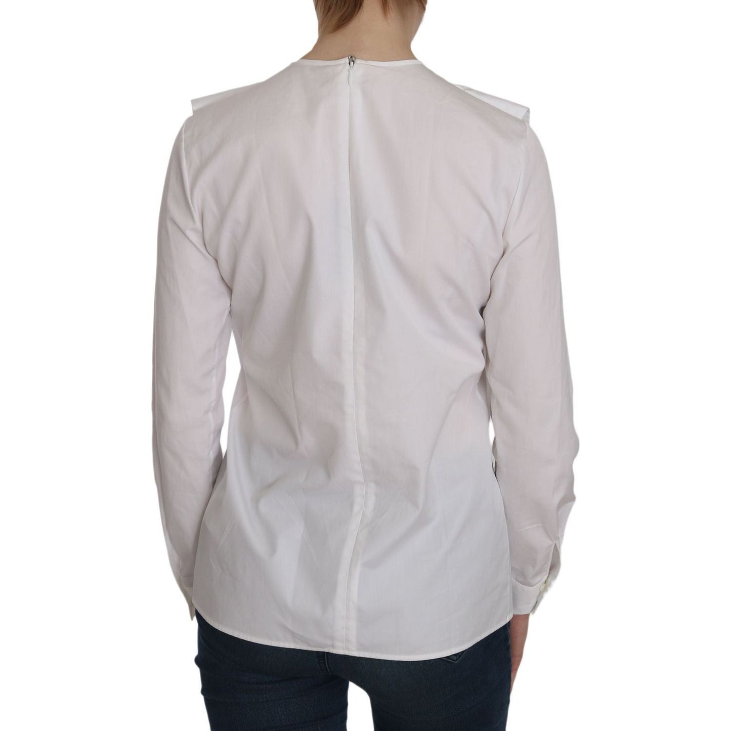 Dsquared² Elegant White Cotton Crew Neck Top white-crew-neck-long-sleeve-cotton-blouse IMG_1235-1-869e1f93-f4b.jpg
