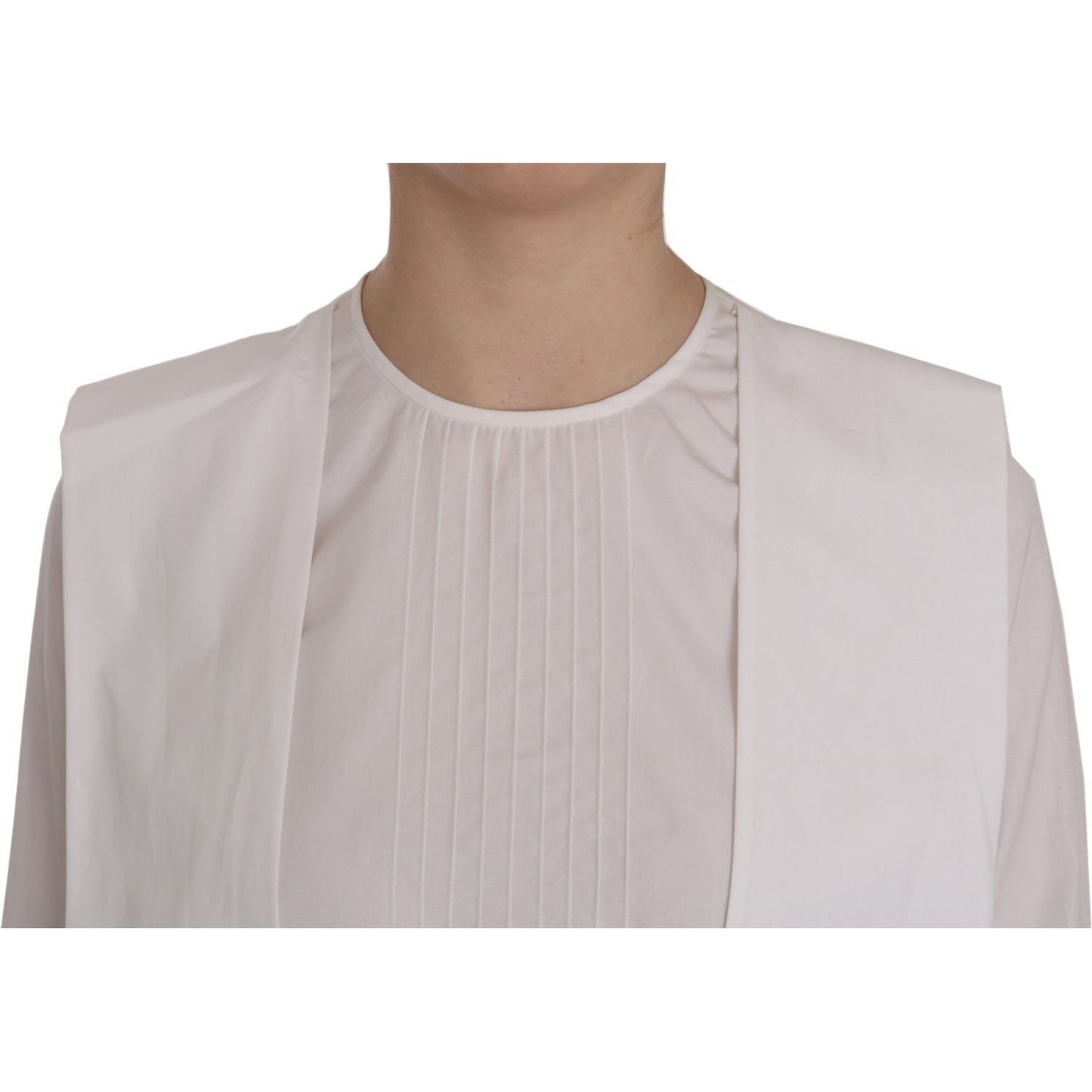 Dsquared² Elegant White Cotton Crew Neck Top white-crew-neck-long-sleeve-cotton-blouse