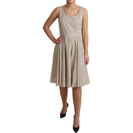 Dolce & Gabbana Elegant Polka Dot Sleeveless A-Line Dress Dresses beige-polka-dotted-cotton-a-line-dress IMG_1237-1-scaled-a2626351-847.jpg