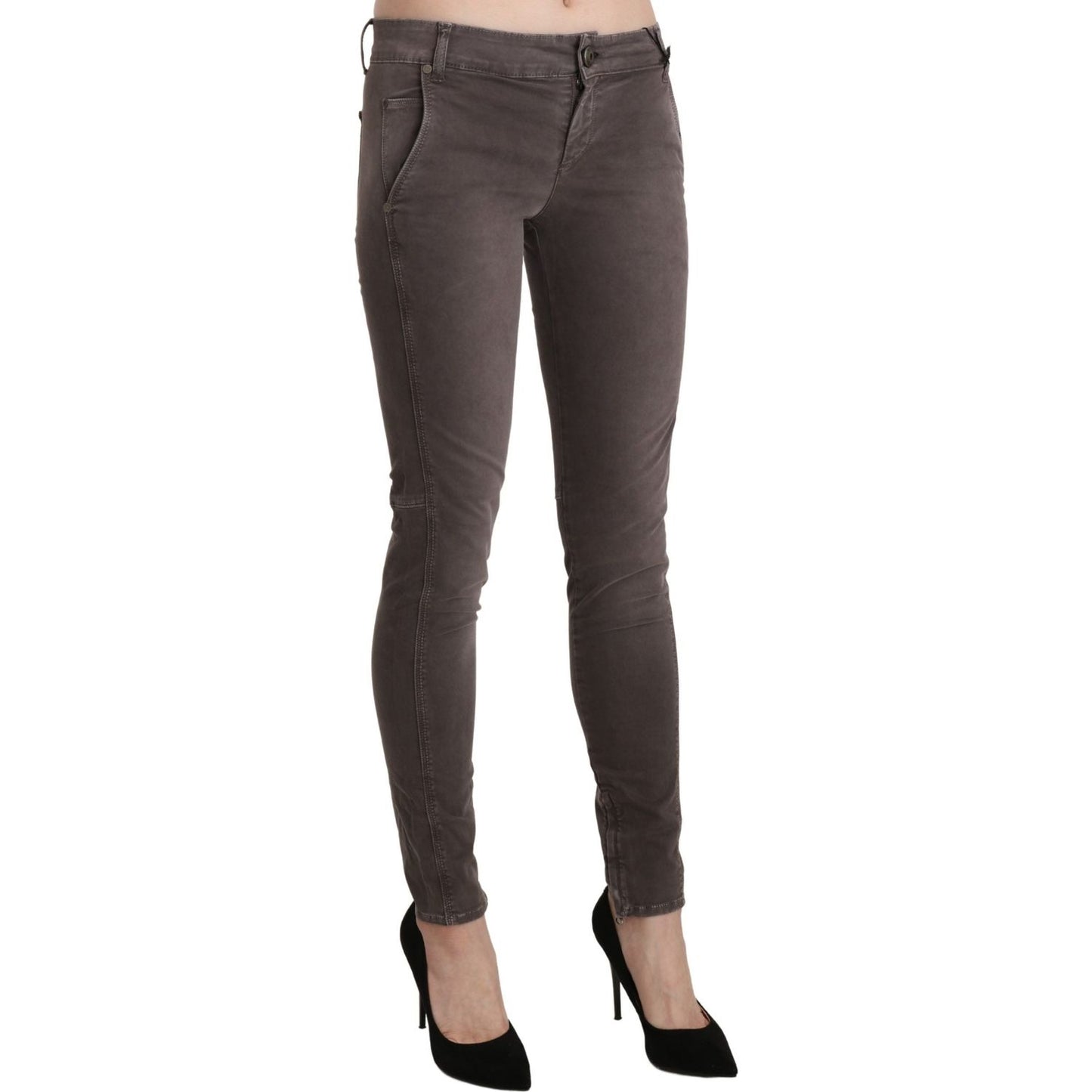 Ermanno Scervino Chic Brown Low Waist Skinny Trousers brown-low-waist-skinny-slim-trouser-cotton-jeans